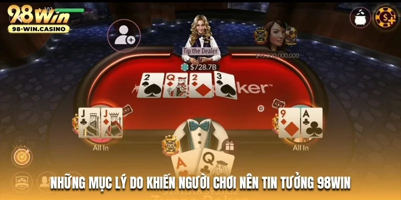 Những mục lý do khiến người chơi nên tin tưởng 98WIN